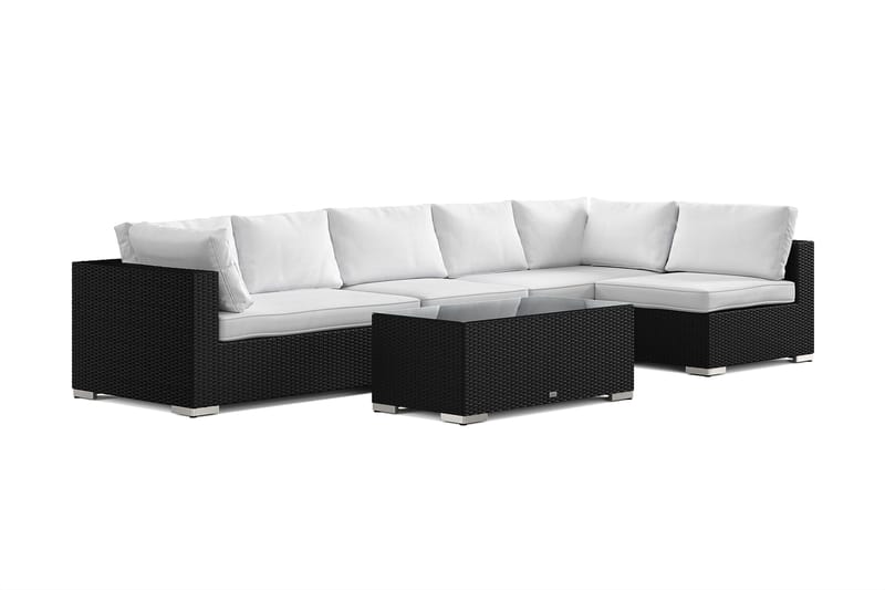 Bahamas utendørs loungegruppe 6-seters med vendbar sjeselong og bord - Svart - Hage - Utemiljø - Veranda & terrasse - Verandamøbler