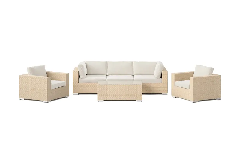 Bahamas utendørs sofagruppe 5-seters med to lenestoler og bord - Beige - Hage - Utemiljø - Veranda & terrasse - Verandamøbler