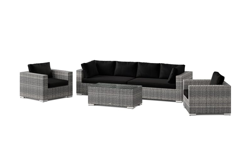 Bahamas utendørs sofagruppe 6-seters med to lenestoler og bord - Grå - Hage - Utemiljø - Veranda & terrasse - Verandamøbler