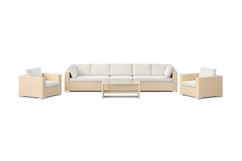 Bahamas utendørs sofagruppe 7-seters med to lenestoler og bord med hylle - Beige - Hage - Utemiljø - Veranda & terrasse - Verandamøbler