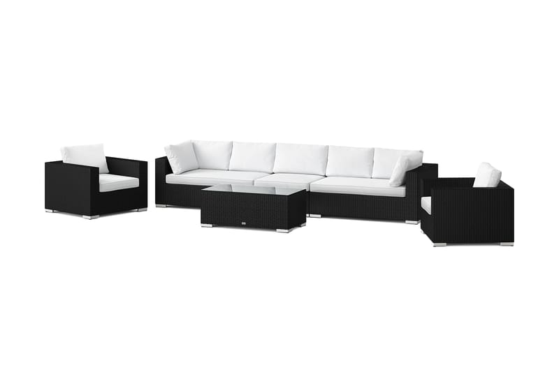 Bahamas utendørs sofagruppe 7-seters med to lenestoler og bord, Svart