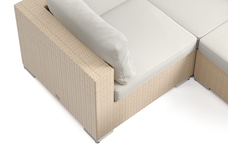 Bahamas utendørs U-sofa 7-seters vendbar divan med åpen avslutning og bord - Beige - Hage - Utemiljø - Veranda & terrasse - Verandamøbler