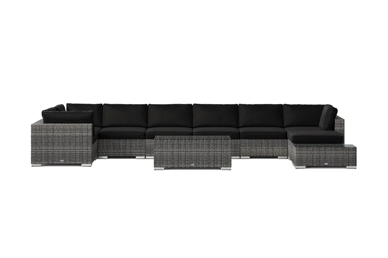 Bahamas utendørs U-sofa 8-seters vendbar divan med åpen avslutning og bord - Grå - Hage - Utemiljø - Veranda & terrasse - Verandamøbler