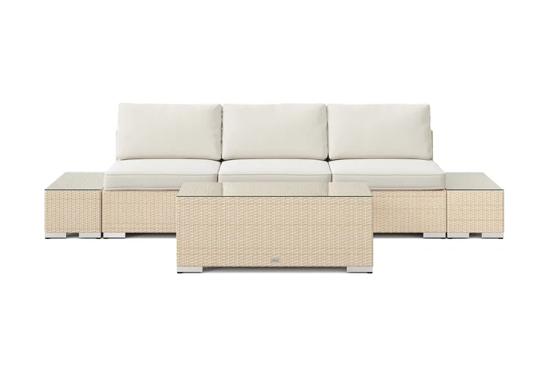 Bahamas utesofa 3-seters med bord - Beige - Hage - Utemiljø - Veranda & terrasse - Verandamøbler