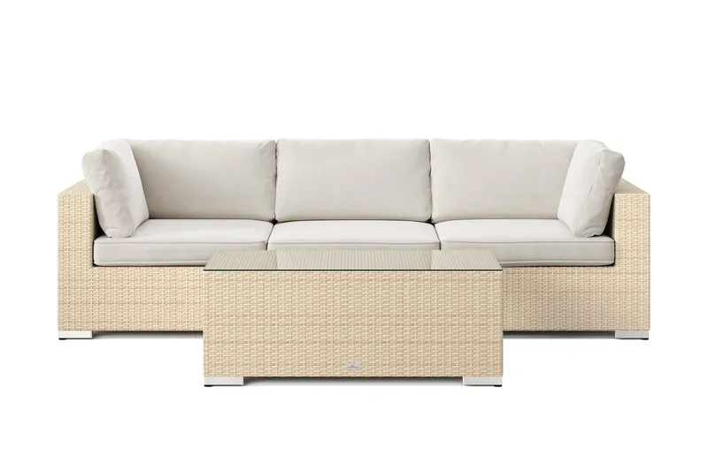 Bahamas utesofa 3-seters med bord - Beige - Hagemøbler - Loungemøbler - Sofagruppe utendørs