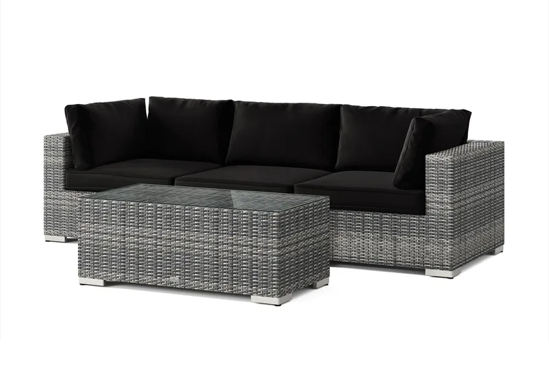 Bahamas utesofa 3-seters med bord - Grå - Hage - Utemiljø - Veranda & terrasse - Verandamøbler