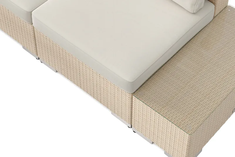 Bahamas utesofa 3-seters med bord med hylle - Beige - Hagemøbler - Loungemøbler - Sofagruppe utendørs