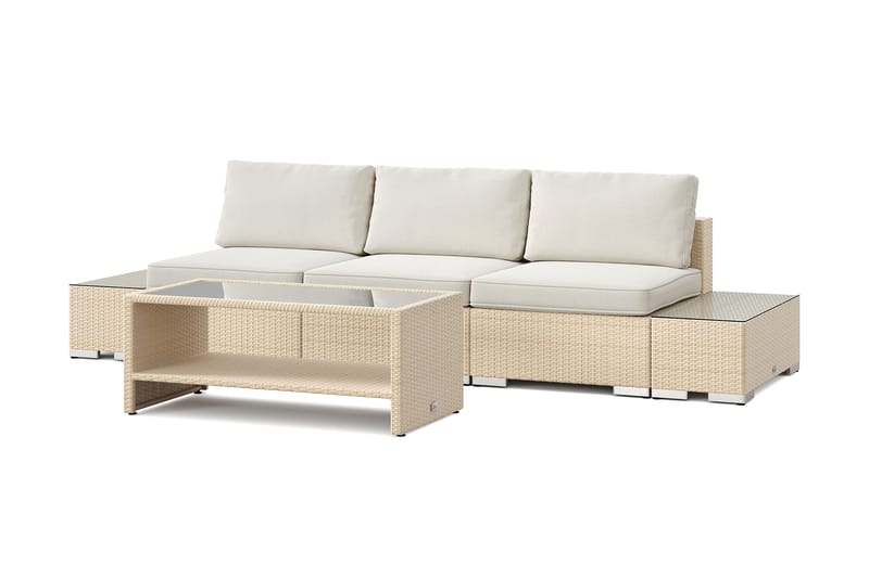 Bahamas utesofa 3-seters med bord med hylle, Beige