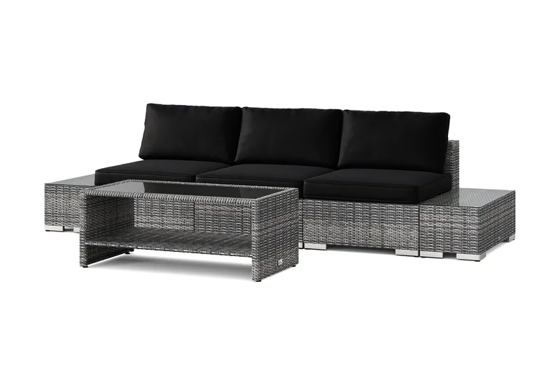 Bahamas utesofa 3-seters med bord med hylle - Grå - Hage - Utemiljø - Veranda & terrasse - Verandamøbler