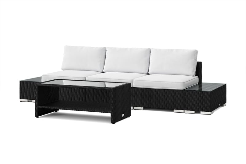 Bahamas utesofa 3-seters med bord med hylle, Svart