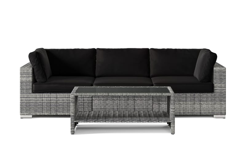 Bahamas utesofa 3-seters med bord og hylle - Grå - Hage - Utemiljø - Veranda & terrasse - Verandamøbler