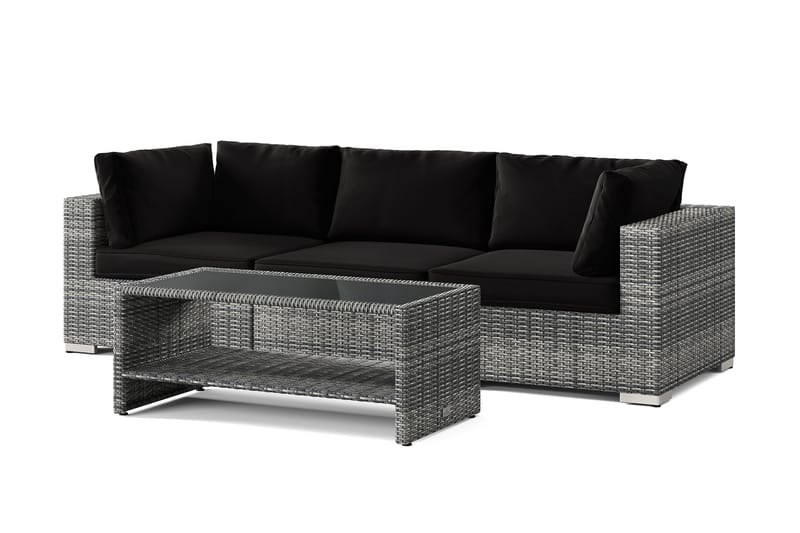 Bahamas utesofa 3-seters med bord og hylle - Grå - Hage - Utemiljø - Veranda & terrasse - Verandamøbler