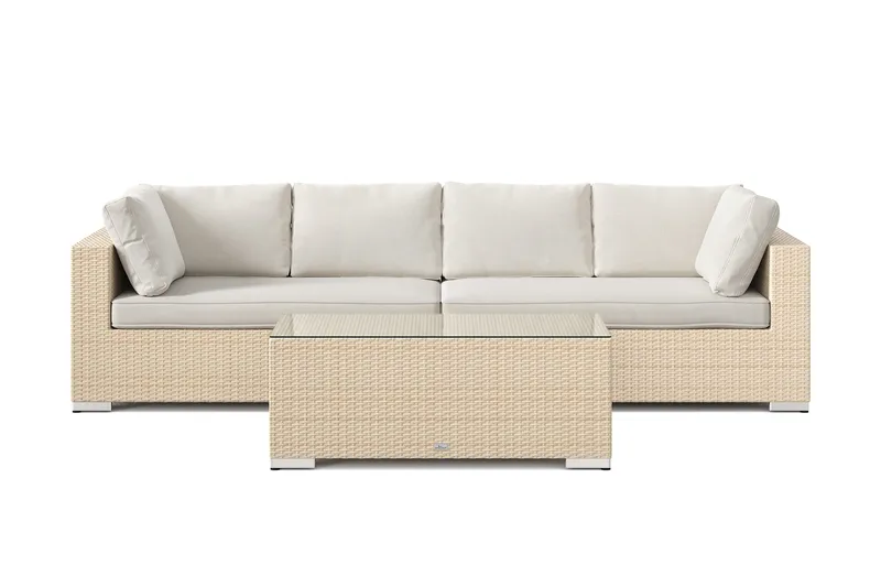Bahamas utesofa 4-seters med bord - Beige - Hage - Utemiljø - Veranda & terrasse - Verandamøbler