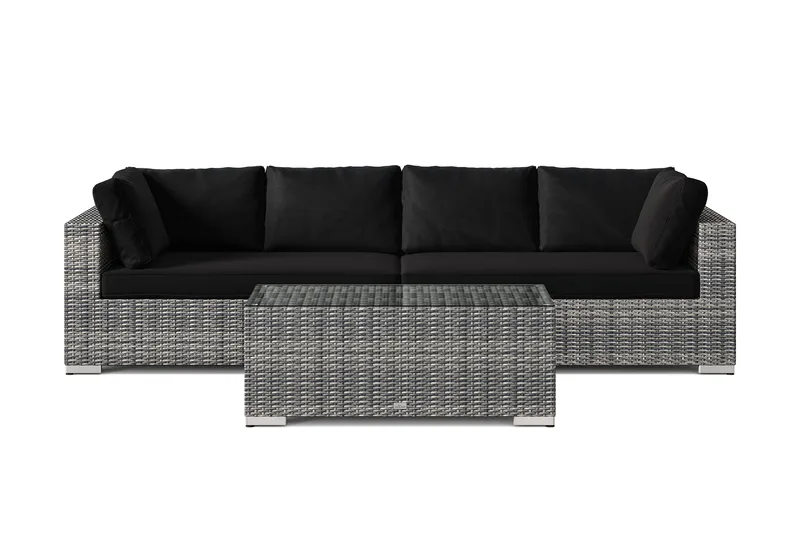 Bahamas utesofa 4-seters med bord - Grå - Hage - Utemiljø - Veranda & terrasse - Verandamøbler