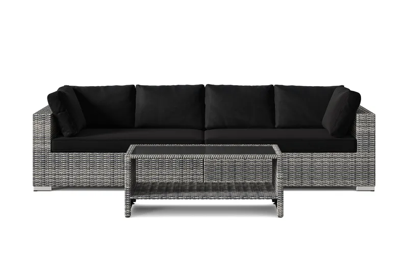 Bahamas utesofa 4-seters med bord og hylle - Grå - Hage - Utemiljø - Veranda & terrasse - Verandamøbler