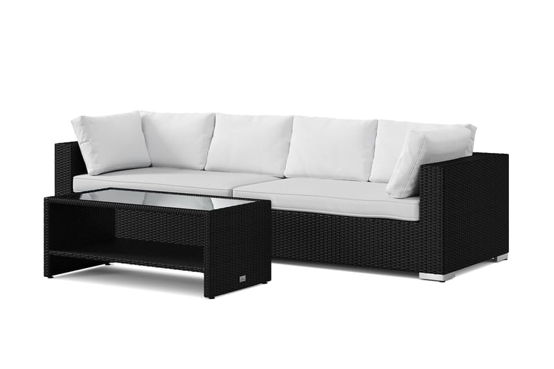 Bahamas utesofa 4-seters med bord og hylle, Svart