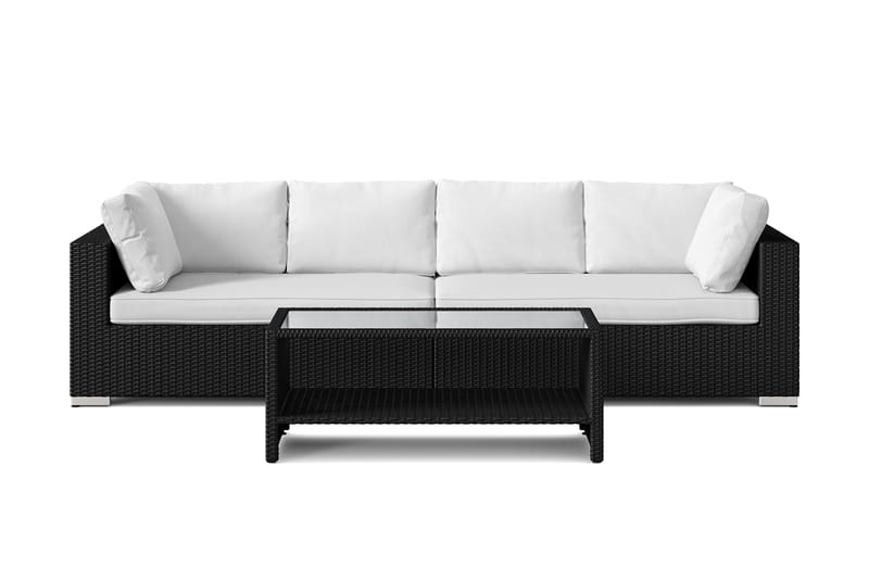 Bahamas utesofa 4-seters med bord og hylle - Svart - Hage - Utemiljø - Veranda & terrasse - Verandamøbler