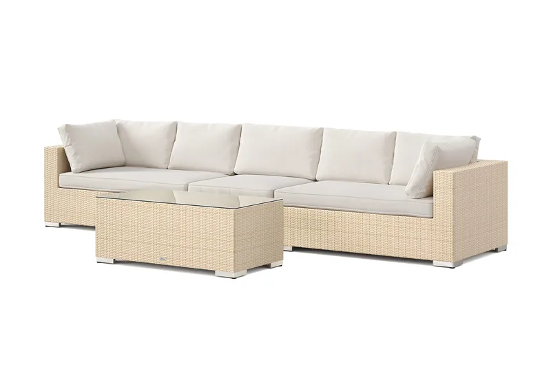 Bahamas utesofa 5-seters med bord - Beige - Hage - Utemiljø - Veranda & terrasse - Verandamøbler