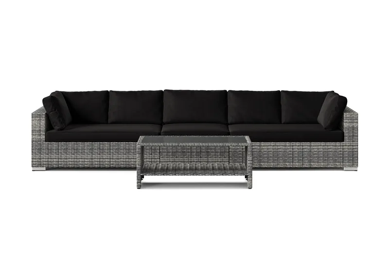 Bahamas utesofa 5-seters med bord og hylle - Grå - Hage - Utemiljø - Veranda & terrasse - Verandamøbler