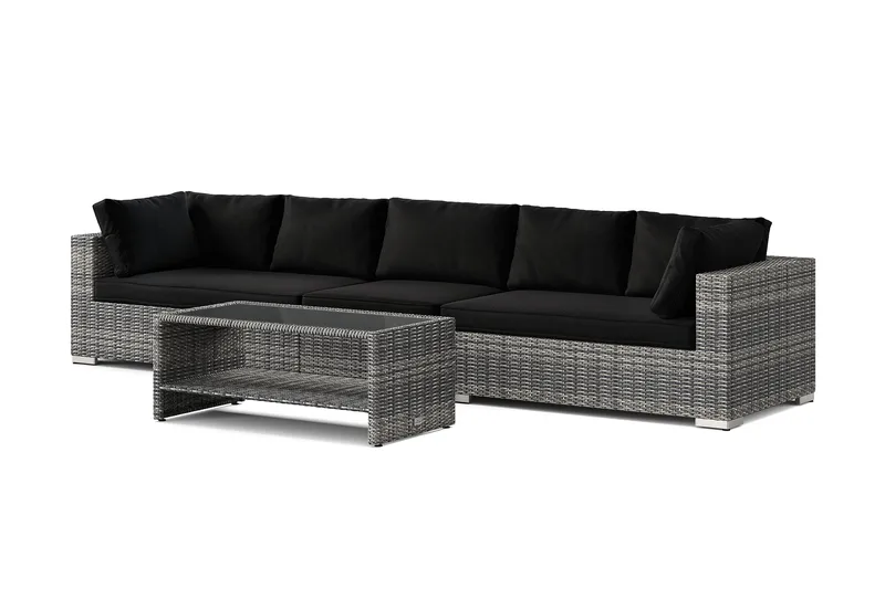 Bahamas utesofa 5-seters med bord og hylle - Grå - Hage - Utemiljø - Veranda & terrasse - Verandamøbler