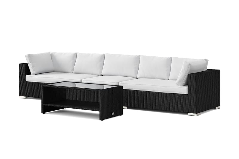 Bahamas utesofa 5-seters med bord og hylle - Svart - Hage - Utemiljø - Veranda & terrasse - Verandamøbler