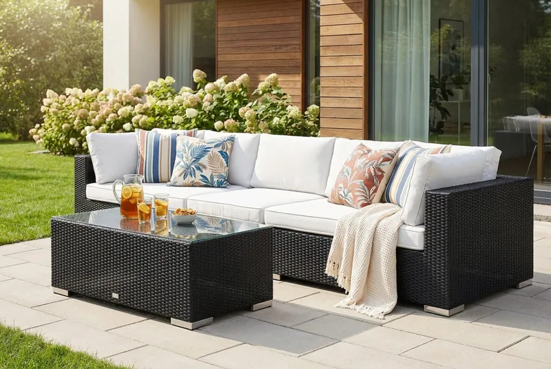 Bahamas utesofa 5-seters med bord - Svart - Hage - Utemiljø - Veranda & terrasse - Verandamøbler