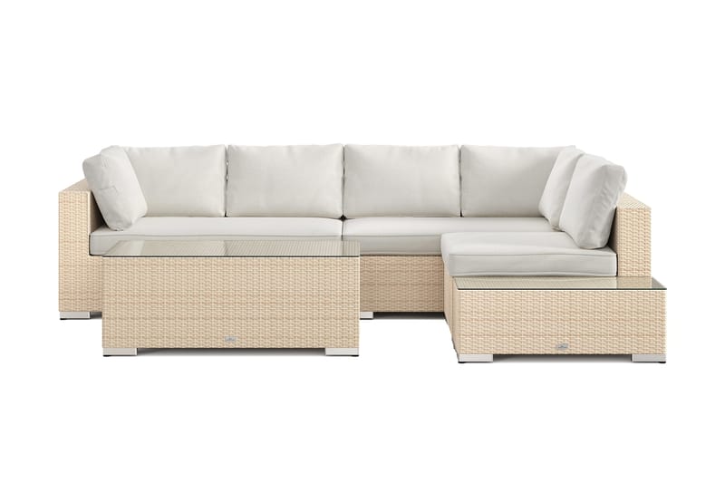 Bahamas utesofa 5-seters vendbar sjeselong med avslutning og bord - Beige - Hage - Utemiljø - Veranda & terrasse - Verandamøbler