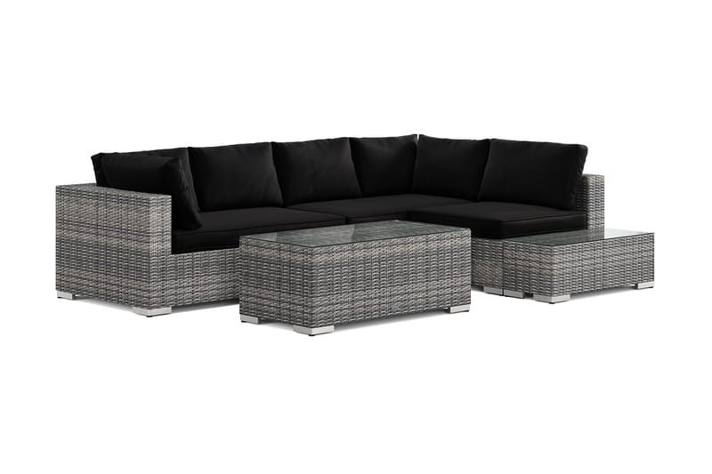 Bahamas utesofa 5-seters vendbar sjeselong med avslutning og bord, Grå