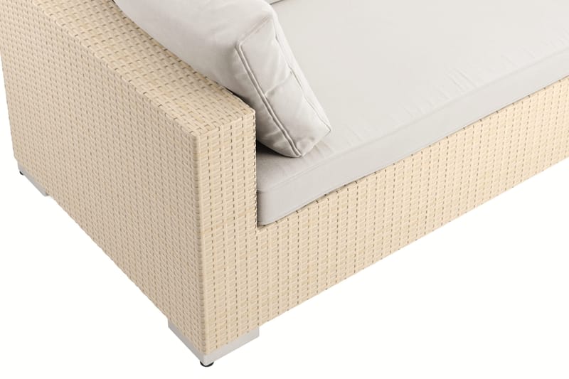 Bahamas utesofa 5-seters vendbar sjeselong med avslutning og bord med hylle - Beige - Hagemøbler - Loungemøbler - Sofagruppe utendørs