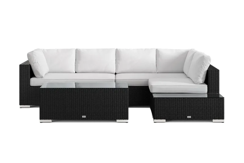 Bahamas utesofa 5-seters vendbar sjeselong med avslutning og bord - Svart - Hage - Utemiljø - Veranda & terrasse - Verandamøbler