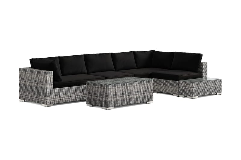 Bahamas utesofa 6-seters vendbar sjeselong med avslutning og bord - Grå - Hage - Utemiljø - Veranda & terrasse - Verandamøbler