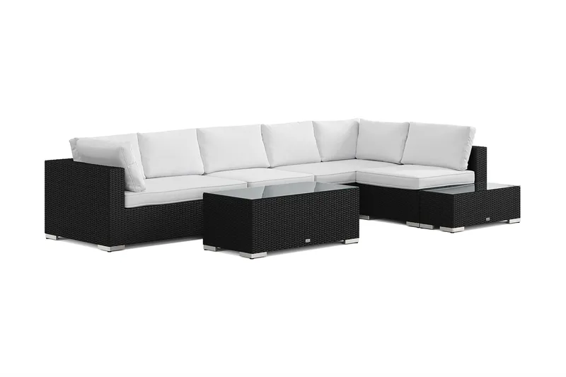 Bahamas utesofa 6-seters vendbar sjeselong med avslutning og bord - Svart - Hage - Utemiljø - Veranda & terrasse - Verandamøbler