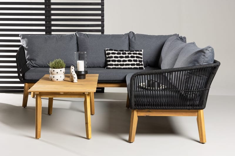 Chania hjørnesofagruppe 4-seter utendørs, Svart