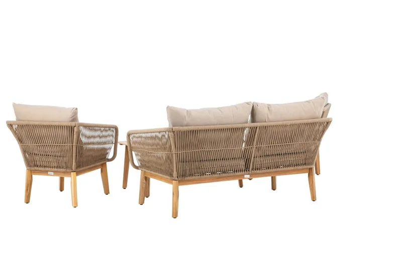 Chania sofagruppe 2-seters sofa + 2 lenestoler med bord utendørs - Brun - Hage - Utemiljø - Veranda & terrasse - Verandamøbler