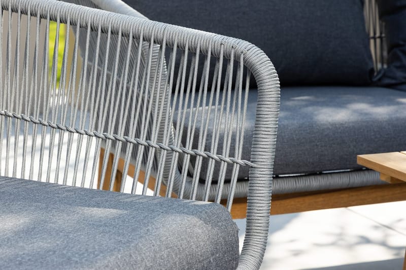 Chania sofagruppe 2-seters sofa + 2 lenestoler med bord utendørs - Grå, natur - Hagemøbler - Loungemøbler - Sofagruppe utendørs