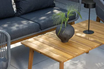 Chania sofagruppe 2-seters sofa + 2 lenestoler med bord utendørs - Grå, natur - Hagemøbler - Loungemøbler - Sofagruppe utendørs