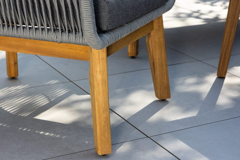 Chania sofagruppe 2-seters sofa + 2 lenestoler med bord utendørs - Grå, natur - Hagemøbler - Loungemøbler - Sofagruppe utendørs