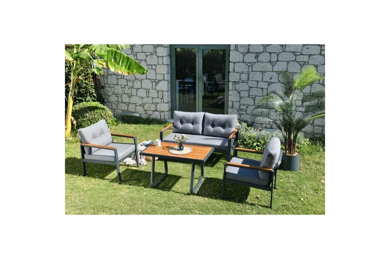 Hage loungesett Bernati Antrasitt / Grå - Grå/Antrasitt - Hage - Utemiljø - Veranda & terrasse - Verandamøbler