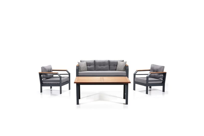 Hage loungesett Sudassento Grå / Svart - Grå / Svart - Hage - Utemiljø - Veranda & terrasse - Verandamøbler