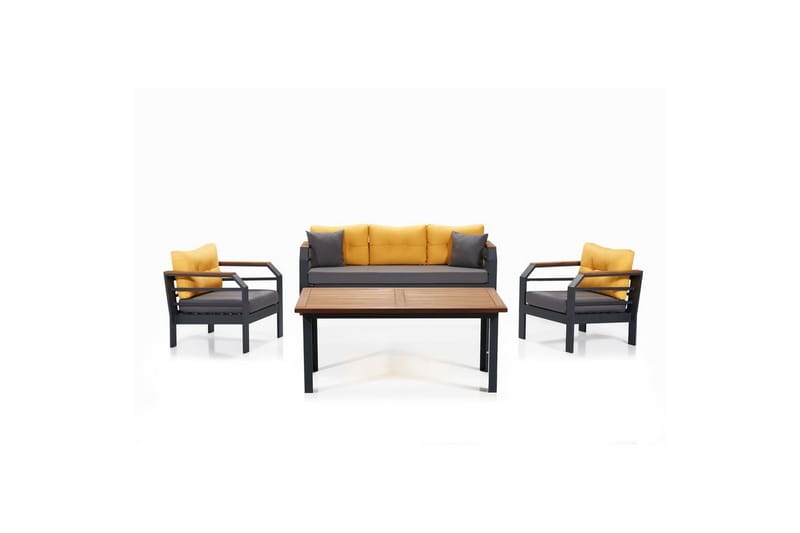 Hage loungesett Sudassento Gul / Grå / Svart - Gul / Grå / Svart - Hage - Utemiljø - Veranda & terrasse - Verandamøbler