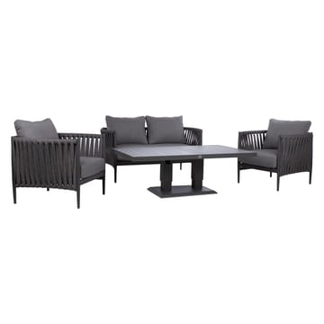 Hagemøbelsett HOME4YOU Bristol bord, sofa og 2 stoler grå - Grå - Hagemøbler - Loungemøbler - Sofagruppe utendørs