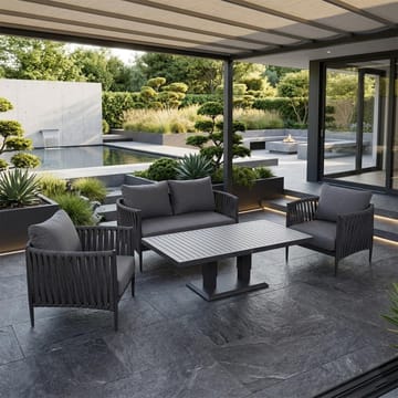 Hagemøbelsett HOME4YOU Bristol bord, sofa og 2 stoler grå - Grå - Hagemøbler - Loungemøbler - Sofagruppe utendørs