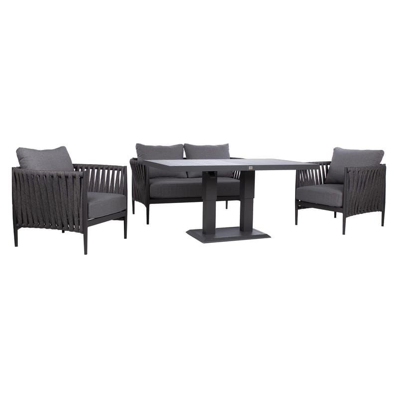 Hagemøbelsett HOME4YOU Bristol bord, sofa og 2 stoler grå - Grå - Hage - Utemiljø - Veranda & terrasse - Verandamøbler
