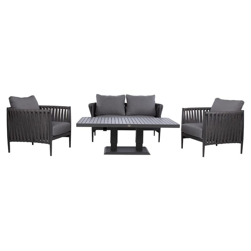 Hagemøbelsett HOME4YOU Bristol bord, sofa og 2 stoler grå - Grå - Hage - Utemiljø - Veranda & terrasse - Verandamøbler