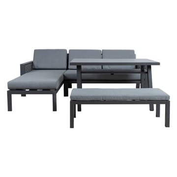 Hagemøbelsett HOME4YOU Delgado hjørnesofa, bord og benk - Grå - Hagemøbler - Loungemøbler - Sofagruppe utendørs