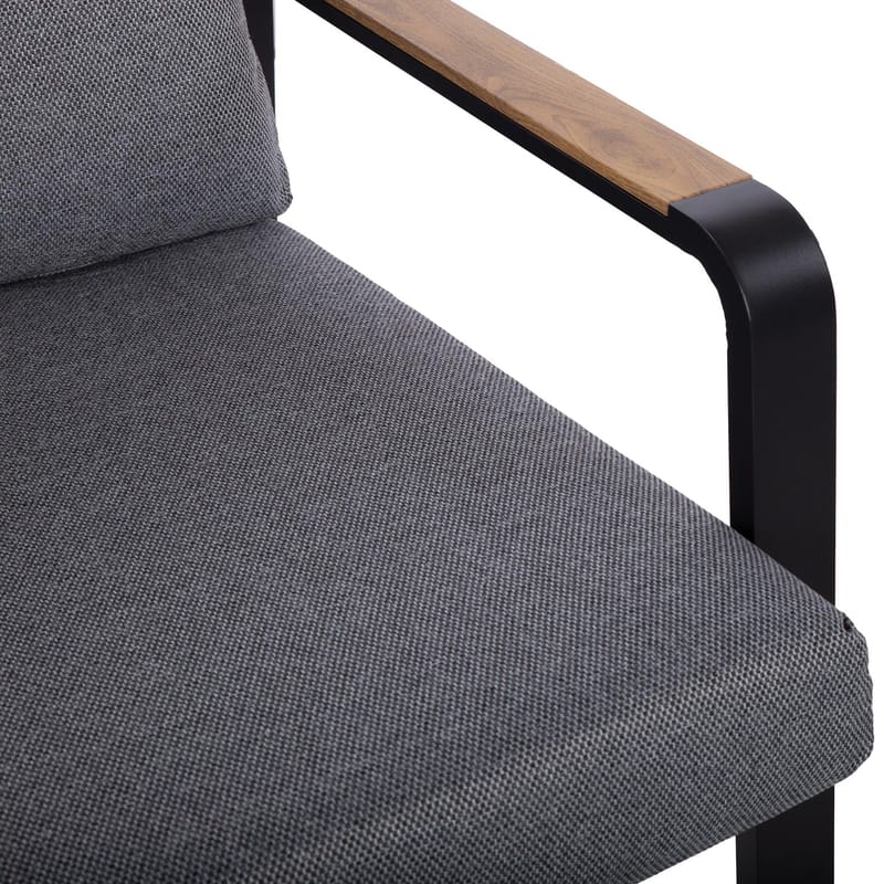 Hagemøbelsett HOME4YOU Lona bord, sofa og 2 stoler grå/svart - Grå / svart - Hage - Utemiljø - Veranda & terrasse - Verandamøbler