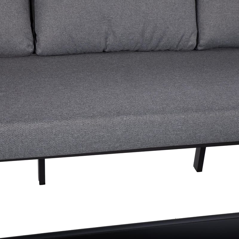 Hagemøbelsett HOME4YOU Lona bord, sofa og 2 stoler grå/svart - Grå / svart - Hage - Utemiljø - Veranda & terrasse - Verandamøbler