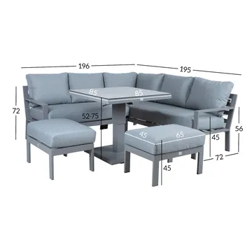 Hagemøbelsett HOME4YOU Rio 4 deler gråbeige - Gråbeige - Hagemøbler - Loungemøbler - Sofagruppe utendørs