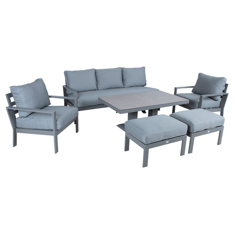 Hagemøbelsett HOME4YOU Rio 6 deler gråbeige - Gråbeige - Hage - Utemiljø - Veranda & terrasse - Verandamøbler