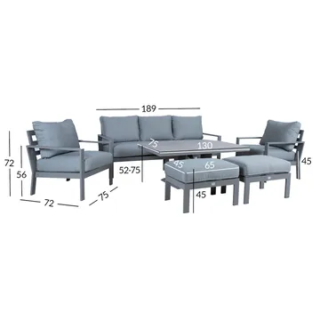 Hagemøbelsett HOME4YOU Rio 6 deler gråbeige - Gråbeige - Hagemøbler - Loungemøbler - Sofagruppe utendørs